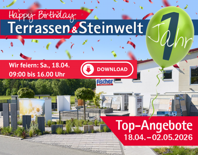 Wir feiern am Samstag den 18. April unsere große Plasterstein- und Terrassenausstellung in Kronach Friesen